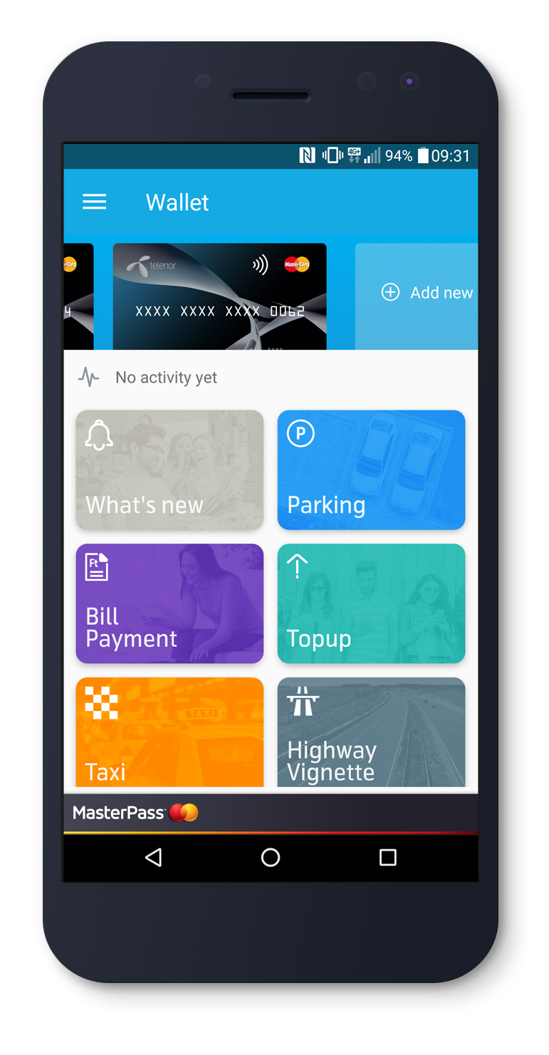 Telenor Wallet home screen
